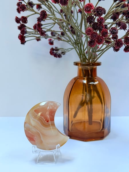 Carnelian Flower Agate Moon