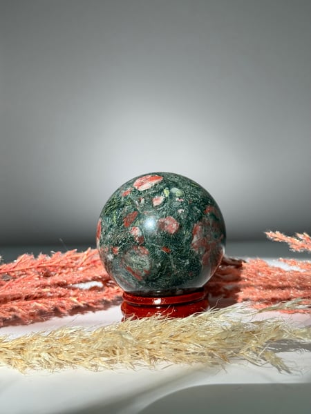 Plum Blossom Jasper Sphere